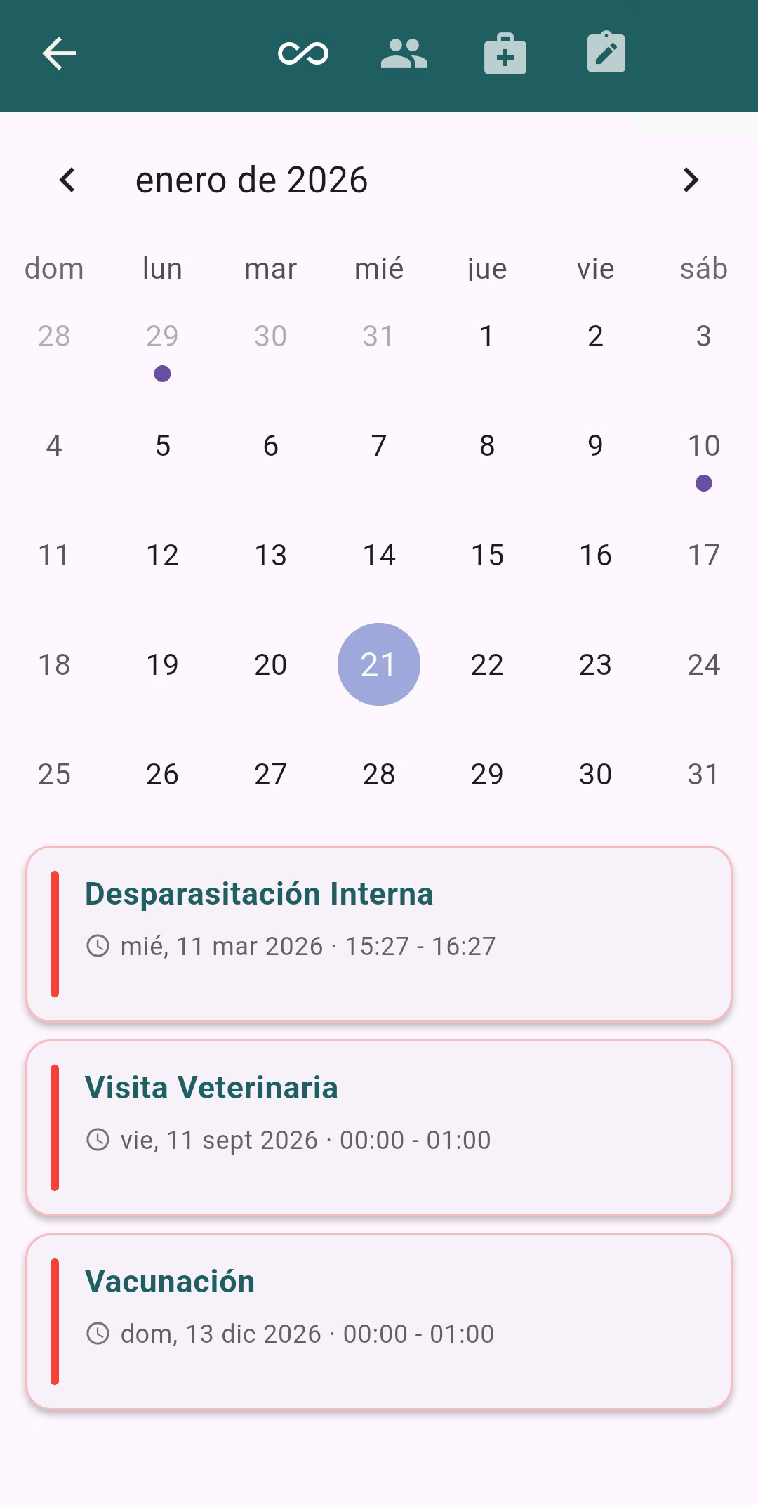 Calendario de eventos